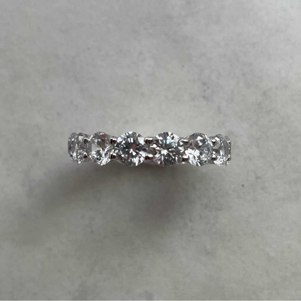 Cubic Zirconia Eternity 925 Sterling Silver Ring - Picture 2 of 3